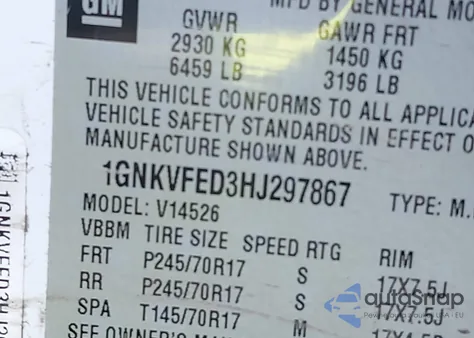 2017 Chevrolet Traverse Ls z USA, uszkodzony, nr VIN 1GNKVFED3HJ297867